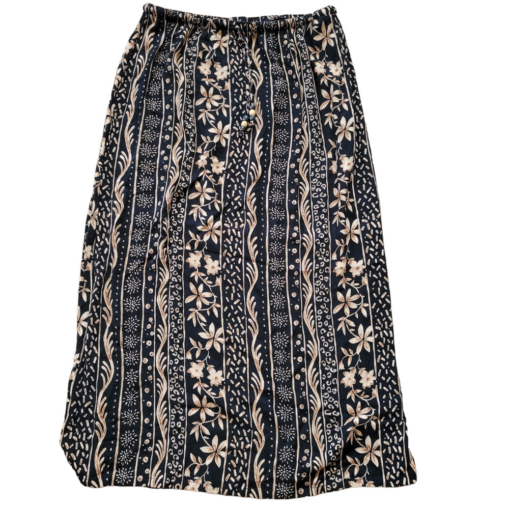 Vintage 90s Floral Natural Pull On Maxi Midi Size Large